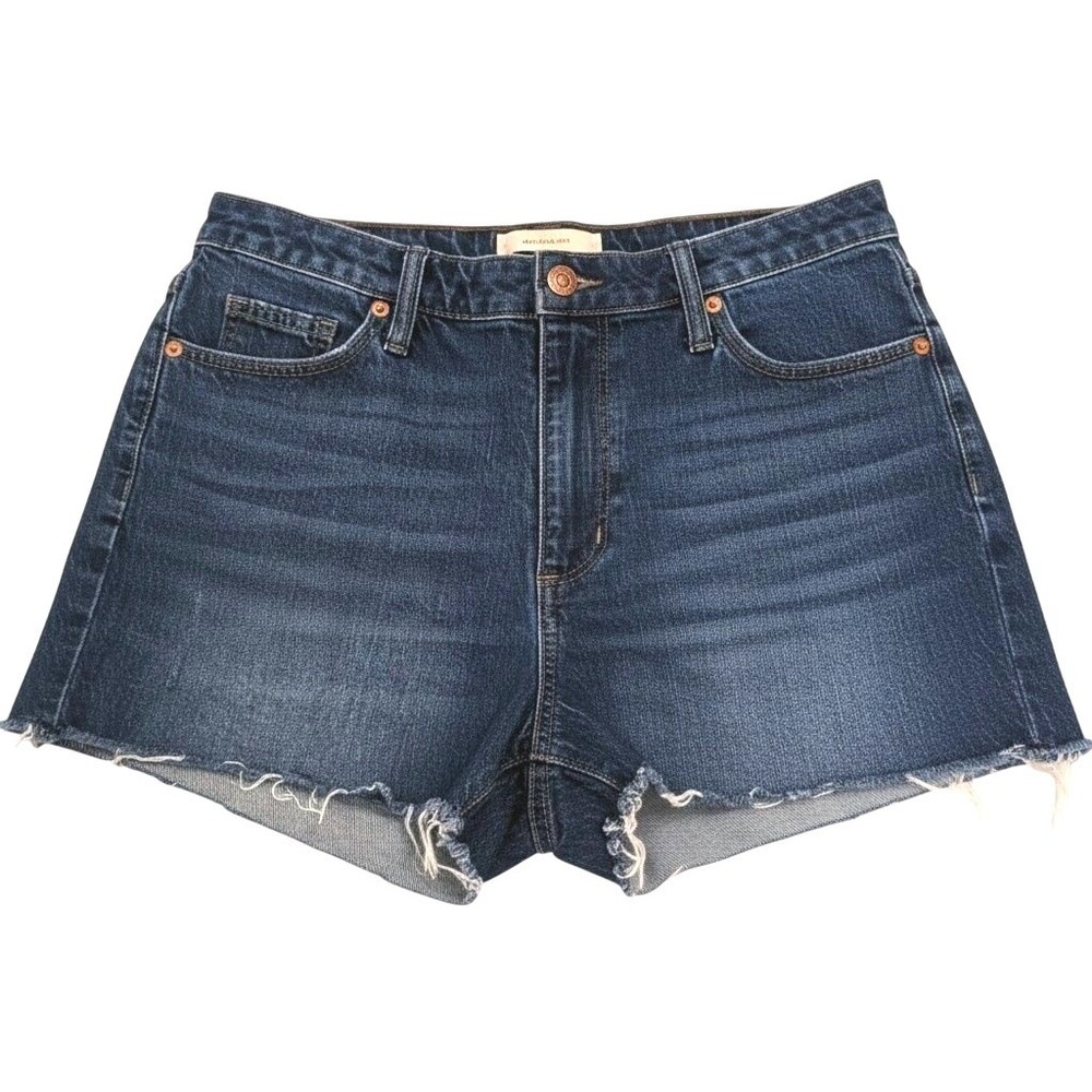 Universal Thread Womens 8/29R Vtg Midi Denim‎ Shorts Dark Wash Raw Hem Distress